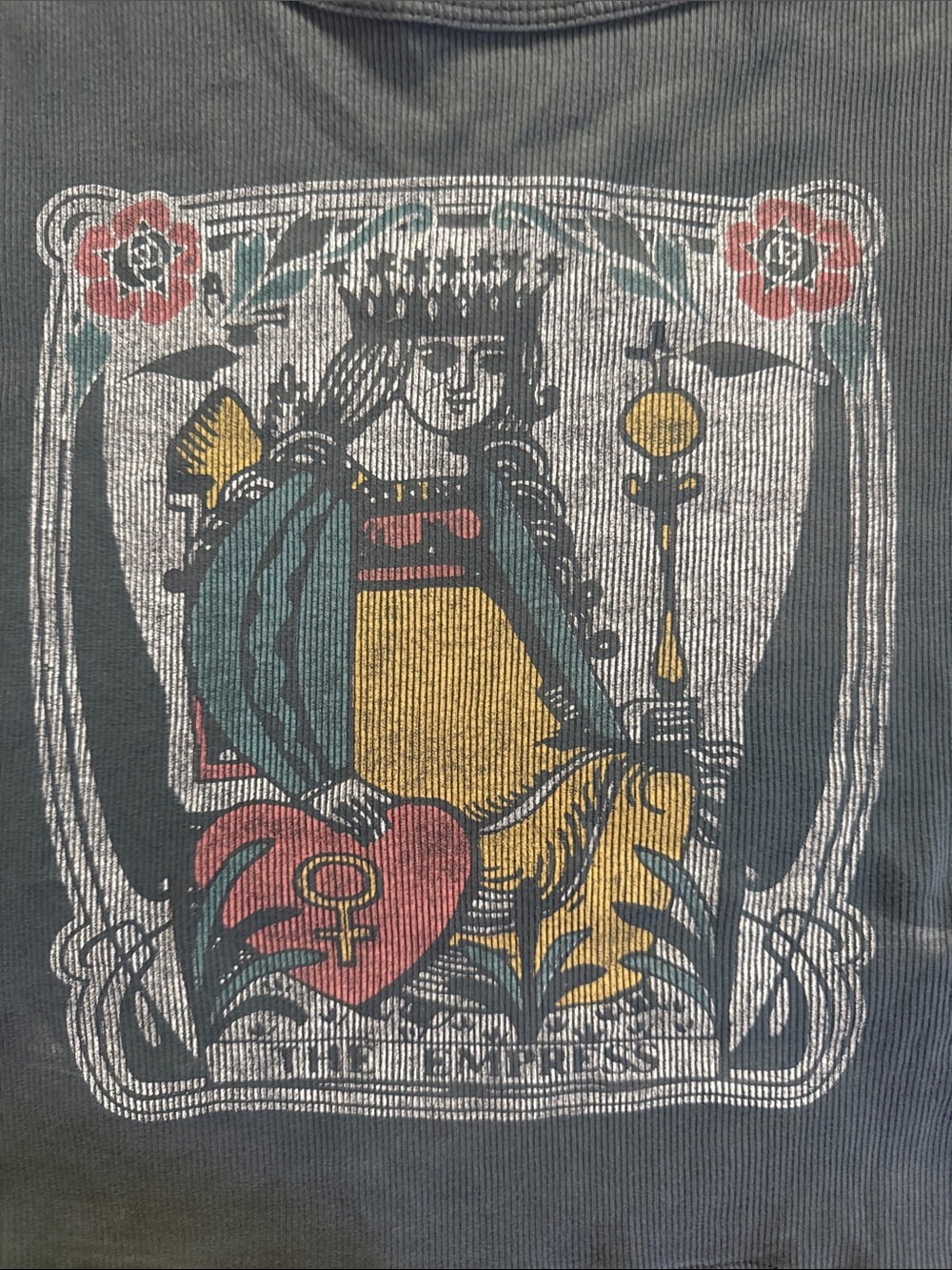 Daydreamer Gray Ribbed Tarot Graphic Short Sleeve Tee - Picture 3 of 4